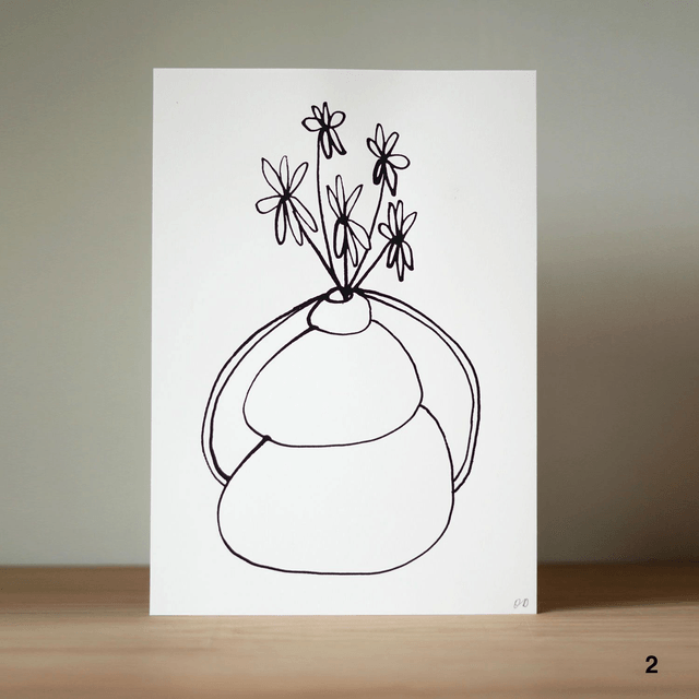Flower Vase - Ink Original A4