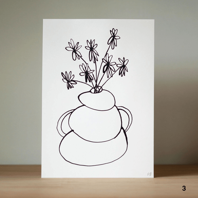 Flower Vase - Ink Original A4