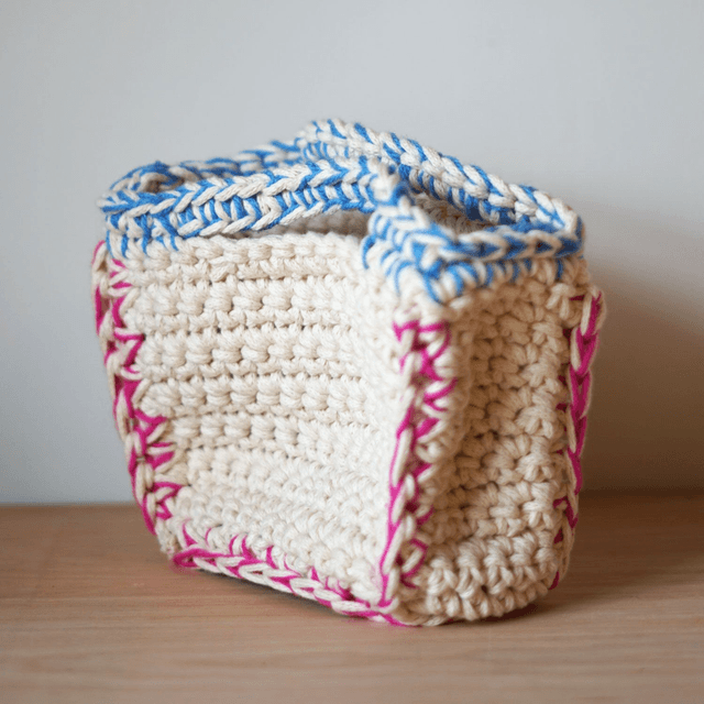 Crochet Bag - Blue/Pink